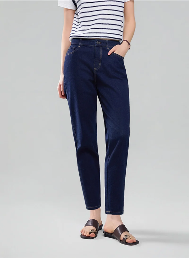 Women’s High‑Waist Ultra Stretch Straight Denim Jeans